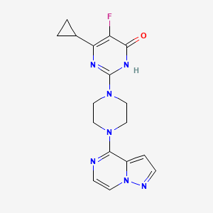molecular formula C17H18FN7O B6442361 6-cyclopropyl-5-fluoro-2-(4-{pyrazolo[1,5-a]pyrazin-4-yl}piperazin-1-yl)-3,4-dihydropyrimidin-4-one CAS No. 2548982-37-0