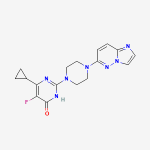 molecular formula C17H18FN7O B6442363 6-cyclopropyl-5-fluoro-2-(4-{imidazo[1,2-b]pyridazin-6-yl}piperazin-1-yl)-3,4-dihydropyrimidin-4-one CAS No. 2548982-58-5
