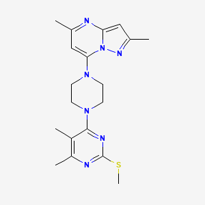 molecular formula C19H25N7S B6442368 4-(4-{2,5-dimethylpyrazolo[1,5-a]pyrimidin-7-yl}piperazin-1-yl)-5,6-dimethyl-2-(methylsulfanyl)pyrimidine CAS No. 2548996-64-9