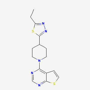 molecular formula C15H17N5S2 B6442374 4-(5-ethyl-1,3,4-thiadiazol-2-yl)-1-{thieno[2,3-d]pyrimidin-4-yl}piperidine CAS No. 2640891-70-7
