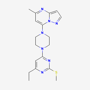molecular formula C18H23N7S B6442382 4-ethyl-6-(4-{5-methylpyrazolo[1,5-a]pyrimidin-7-yl}piperazin-1-yl)-2-(methylsulfanyl)pyrimidine CAS No. 2549039-08-7