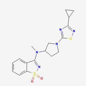 molecular formula C17H19N5O2S2 B6442394 3-{[1-(3-cyclopropyl-1,2,4-thiadiazol-5-yl)pyrrolidin-3-yl](methyl)amino}-1??,2-benzothiazole-1,1-dione CAS No. 2548983-84-0