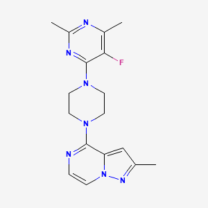 molecular formula C17H20FN7 B6442411 5-fluoro-2,4-dimethyl-6-(4-{2-methylpyrazolo[1,5-a]pyrazin-4-yl}piperazin-1-yl)pyrimidine CAS No. 2640975-92-2
