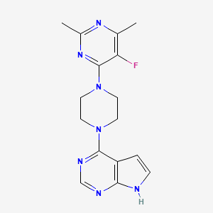 molecular formula C16H18FN7 B6442415 5-fluoro-2,4-dimethyl-6-(4-{7H-pyrrolo[2,3-d]pyrimidin-4-yl}piperazin-1-yl)pyrimidine CAS No. 2640881-39-4