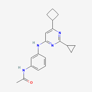molecular formula C19H22N4O B6442442 N-{3-[(6-cyclobutyl-2-cyclopropylpyrimidin-4-yl)amino]phenyl}acetamide CAS No. 2640898-17-3