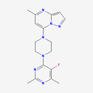 molecular formula C17H20FN7 B6442450 5-fluoro-2,4-dimethyl-6-(4-{5-methylpyrazolo[1,5-a]pyrimidin-7-yl}piperazin-1-yl)pyrimidine CAS No. 2640944-61-0