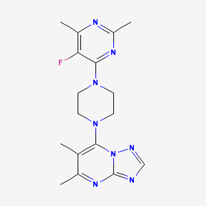 4-(4-{5,6-dimethyl-[1,2,4]triazolo[1,5-a]pyrimidin-7-yl}piperazin-1-yl)-5-fluoro-2,6-dimethylpyrimidine