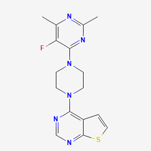 molecular formula C16H17FN6S B6442512 5-fluoro-2,4-dimethyl-6-(4-{thieno[2,3-d]pyrimidin-4-yl}piperazin-1-yl)pyrimidine CAS No. 2640966-29-4