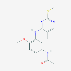 molecular formula C15H18N4O2S B6442532 N-(4-methoxy-3-{[5-methyl-2-(methylsulfanyl)pyrimidin-4-yl]amino}phenyl)acetamide CAS No. 2640935-96-0