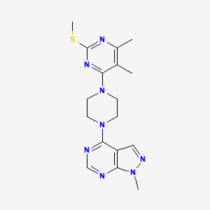 molecular formula C17H22N8S B6442534 4,5-dimethyl-6-(4-{1-methyl-1H-pyrazolo[3,4-d]pyrimidin-4-yl}piperazin-1-yl)-2-(methylsulfanyl)pyrimidine CAS No. 2548988-63-0