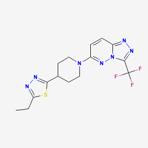 molecular formula C15H16F3N7S B6442536 4-(5-ethyl-1,3,4-thiadiazol-2-yl)-1-[3-(trifluoromethyl)-[1,2,4]triazolo[4,3-b]pyridazin-6-yl]piperidine CAS No. 2549022-18-4