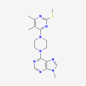 molecular formula C17H22N8S B6442548 6-{4-[5,6-dimethyl-2-(methylsulfanyl)pyrimidin-4-yl]piperazin-1-yl}-9-methyl-9H-purine CAS No. 2548988-79-8
