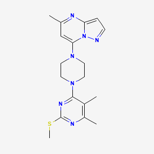 molecular formula C18H23N7S B6442626 4,5-dimethyl-6-(4-{5-methylpyrazolo[1,5-a]pyrimidin-7-yl}piperazin-1-yl)-2-(methylsulfanyl)pyrimidine CAS No. 2549012-16-8