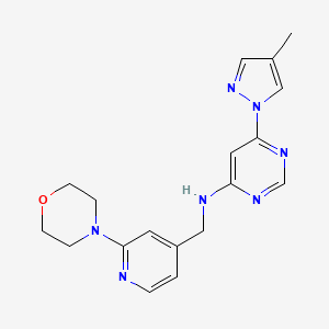 molecular formula C18H21N7O B6442638 6-(4-methyl-1H-pyrazol-1-yl)-N-{[2-(morpholin-4-yl)pyridin-4-yl]methyl}pyrimidin-4-amine CAS No. 2549005-57-2