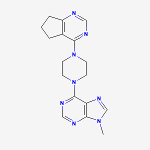 6-(4-{5H,6H,7H-cyclopenta[d]pyrimidin-4-yl}piperazin-1-yl)-9-methyl-9H-purine