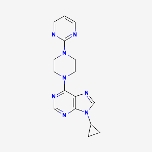 molecular formula C16H18N8 B6442674 9-cyclopropyl-6-[4-(pyrimidin-2-yl)piperazin-1-yl]-9H-purine CAS No. 2640818-48-8