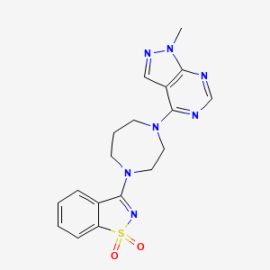 molecular formula C18H19N7O2S B6442698 3-(4-{1-methyl-1H-pyrazolo[3,4-d]pyrimidin-4-yl}-1,4-diazepan-1-yl)-1??,2-benzothiazole-1,1-dione CAS No. 2548992-38-5