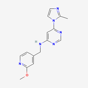 molecular formula C15H16N6O B6442710 N-[(2-methoxypyridin-4-yl)methyl]-6-(2-methyl-1H-imidazol-1-yl)pyrimidin-4-amine CAS No. 2549051-64-9