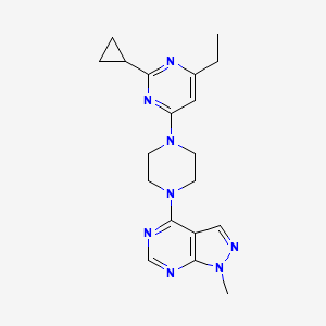 molecular formula C19H24N8 B6442714 2-cyclopropyl-4-ethyl-6-(4-{1-methyl-1H-pyrazolo[3,4-d]pyrimidin-4-yl}piperazin-1-yl)pyrimidine CAS No. 2549063-01-4