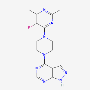 molecular formula C15H17FN8 B6442757 5-fluoro-2,4-dimethyl-6-(4-{1H-pyrazolo[3,4-d]pyrimidin-4-yl}piperazin-1-yl)pyrimidine CAS No. 2640895-39-0
