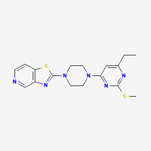 4-ethyl-2-(methylsulfanyl)-6-(4-{[1,3]thiazolo[4,5-c]pyridin-2-yl}piperazin-1-yl)pyrimidine