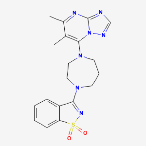 molecular formula C19H21N7O2S B6442778 3-(4-{5,6-dimethyl-[1,2,4]triazolo[1,5-a]pyrimidin-7-yl}-1,4-diazepan-1-yl)-1??,2-benzothiazole-1,1-dione CAS No. 2549063-48-9