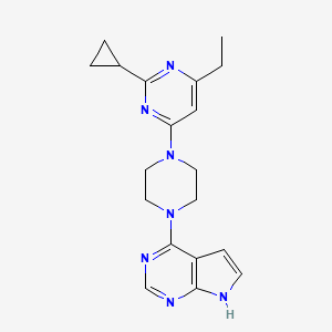molecular formula C19H23N7 B6442786 2-cyclopropyl-4-ethyl-6-(4-{7H-pyrrolo[2,3-d]pyrimidin-4-yl}piperazin-1-yl)pyrimidine CAS No. 2549002-09-5