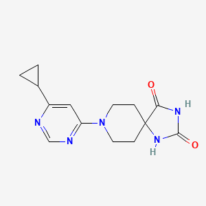 molecular formula C14H17N5O2 B6442808 8-(6-cyclopropylpyrimidin-4-yl)-1,3,8-triazaspiro[4.5]decane-2,4-dione CAS No. 2548990-80-1
