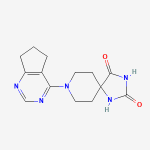 molecular formula C14H17N5O2 B6442814 8-{5H,6H,7H-cyclopenta[d]pyrimidin-4-yl}-1,3,8-triazaspiro[4.5]decane-2,4-dione CAS No. 2549018-86-0