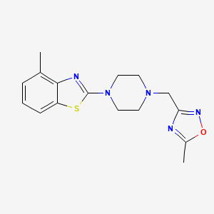 molecular formula C16H19N5OS B6442821 4-methyl-2-{4-[(5-methyl-1,2,4-oxadiazol-3-yl)methyl]piperazin-1-yl}-1,3-benzothiazole CAS No. 2640949-18-2