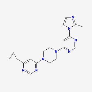 molecular formula C19H22N8 B6442829 4-[4-(6-cyclopropylpyrimidin-4-yl)piperazin-1-yl]-6-(2-methyl-1H-imidazol-1-yl)pyrimidine CAS No. 2548990-84-5
