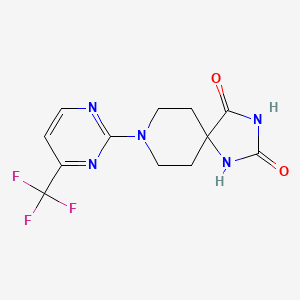 molecular formula C12H12F3N5O2 B6442858 8-[4-(trifluoromethyl)pyrimidin-2-yl]-1,3,8-triazaspiro[4.5]decane-2,4-dione CAS No. 2264052-48-2