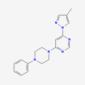 molecular formula C18H20N6 B6442861 4-(4-methyl-1H-pyrazol-1-yl)-6-(4-phenylpiperazin-1-yl)pyrimidine CAS No. 2549047-10-9