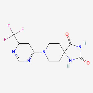 molecular formula C12H12F3N5O2 B6442884 8-[6-(trifluoromethyl)pyrimidin-4-yl]-1,3,8-triazaspiro[4.5]decane-2,4-dione CAS No. 2548996-02-5