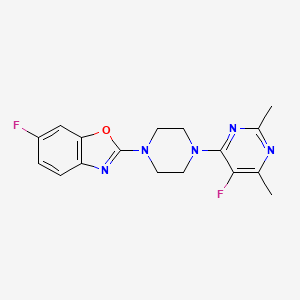 molecular formula C17H17F2N5O B6442894 6-fluoro-2-[4-(5-fluoro-2,6-dimethylpyrimidin-4-yl)piperazin-1-yl]-1,3-benzoxazole CAS No. 2640953-89-3