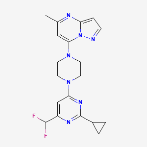 molecular formula C19H21F2N7 B6442895 2-cyclopropyl-4-(difluoromethyl)-6-(4-{5-methylpyrazolo[1,5-a]pyrimidin-7-yl}piperazin-1-yl)pyrimidine CAS No. 2640960-14-9