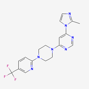 molecular formula C18H18F3N7 B6442903 4-(2-methyl-1H-imidazol-1-yl)-6-{4-[5-(trifluoromethyl)pyridin-2-yl]piperazin-1-yl}pyrimidine CAS No. 2548993-58-2