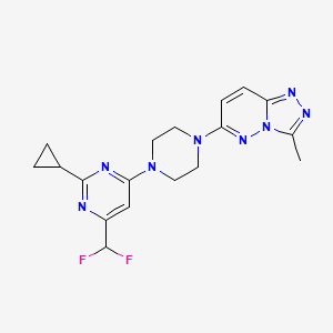molecular formula C18H20F2N8 B6442914 2-cyclopropyl-4-(difluoromethyl)-6-(4-{3-methyl-[1,2,4]triazolo[4,3-b]pyridazin-6-yl}piperazin-1-yl)pyrimidine CAS No. 2640895-99-2