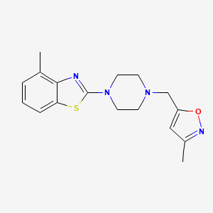 molecular formula C17H20N4OS B6442920 4-methyl-2-{4-[(3-methyl-1,2-oxazol-5-yl)methyl]piperazin-1-yl}-1,3-benzothiazole CAS No. 2640955-04-8