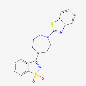 molecular formula C18H17N5O2S2 B6442946 3-(4-{[1,3]thiazolo[4,5-c]pyridin-2-yl}-1,4-diazepan-1-yl)-1??,2-benzothiazole-1,1-dione CAS No. 2548988-05-0