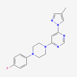 molecular formula C18H19FN6 B6442972 4-[4-(4-fluorophenyl)piperazin-1-yl]-6-(4-methyl-1H-pyrazol-1-yl)pyrimidine CAS No. 2548989-11-1