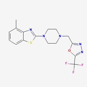 molecular formula C16H16F3N5OS B6442991 4-methyl-2-(4-{[5-(trifluoromethyl)-1,3,4-oxadiazol-2-yl]methyl}piperazin-1-yl)-1,3-benzothiazole CAS No. 2640957-34-0