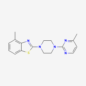 molecular formula C17H19N5S B6443019 4-methyl-2-[4-(4-methylpyrimidin-2-yl)piperazin-1-yl]-1,3-benzothiazole CAS No. 2640951-99-9