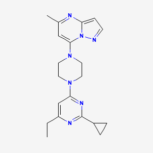 molecular formula C20H25N7 B6443035 2-cyclopropyl-4-ethyl-6-(4-{5-methylpyrazolo[1,5-a]pyrimidin-7-yl}piperazin-1-yl)pyrimidine CAS No. 2549039-28-1
