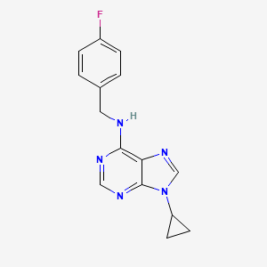 molecular formula C15H14FN5 B6443040 9-cyclopropyl-N-[(4-fluorophenyl)methyl]-9H-purin-6-amine CAS No. 2640819-24-3