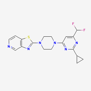 molecular formula C18H18F2N6S B6443043 2-cyclopropyl-4-(difluoromethyl)-6-(4-{[1,3]thiazolo[4,5-c]pyridin-2-yl}piperazin-1-yl)pyrimidine CAS No. 2640819-27-6