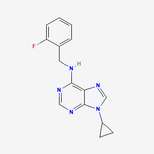 molecular formula C15H14FN5 B6443054 9-cyclopropyl-N-[(2-fluorophenyl)methyl]-9H-purin-6-amine CAS No. 2640846-59-7