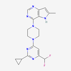 molecular formula C19H21F2N7 B6443064 2-cyclopropyl-4-(difluoromethyl)-6-(4-{6-methyl-5H-pyrrolo[3,2-d]pyrimidin-4-yl}piperazin-1-yl)pyrimidine CAS No. 2640964-74-3