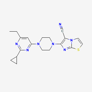 molecular formula C19H21N7S B6443101 6-[4-(2-cyclopropyl-6-ethylpyrimidin-4-yl)piperazin-1-yl]imidazo[2,1-b][1,3]thiazole-5-carbonitrile CAS No. 2548980-96-5