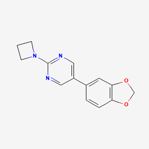 molecular formula C14H13N3O2 B6443120 2-(azetidin-1-yl)-5-(2H-1,3-benzodioxol-5-yl)pyrimidine CAS No. 2640971-31-7